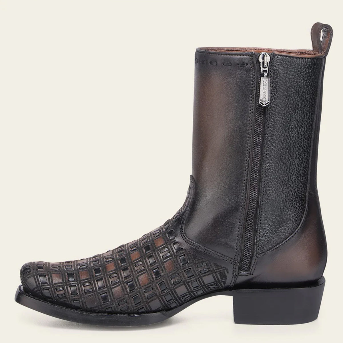 View of zipper of Cuadra boot