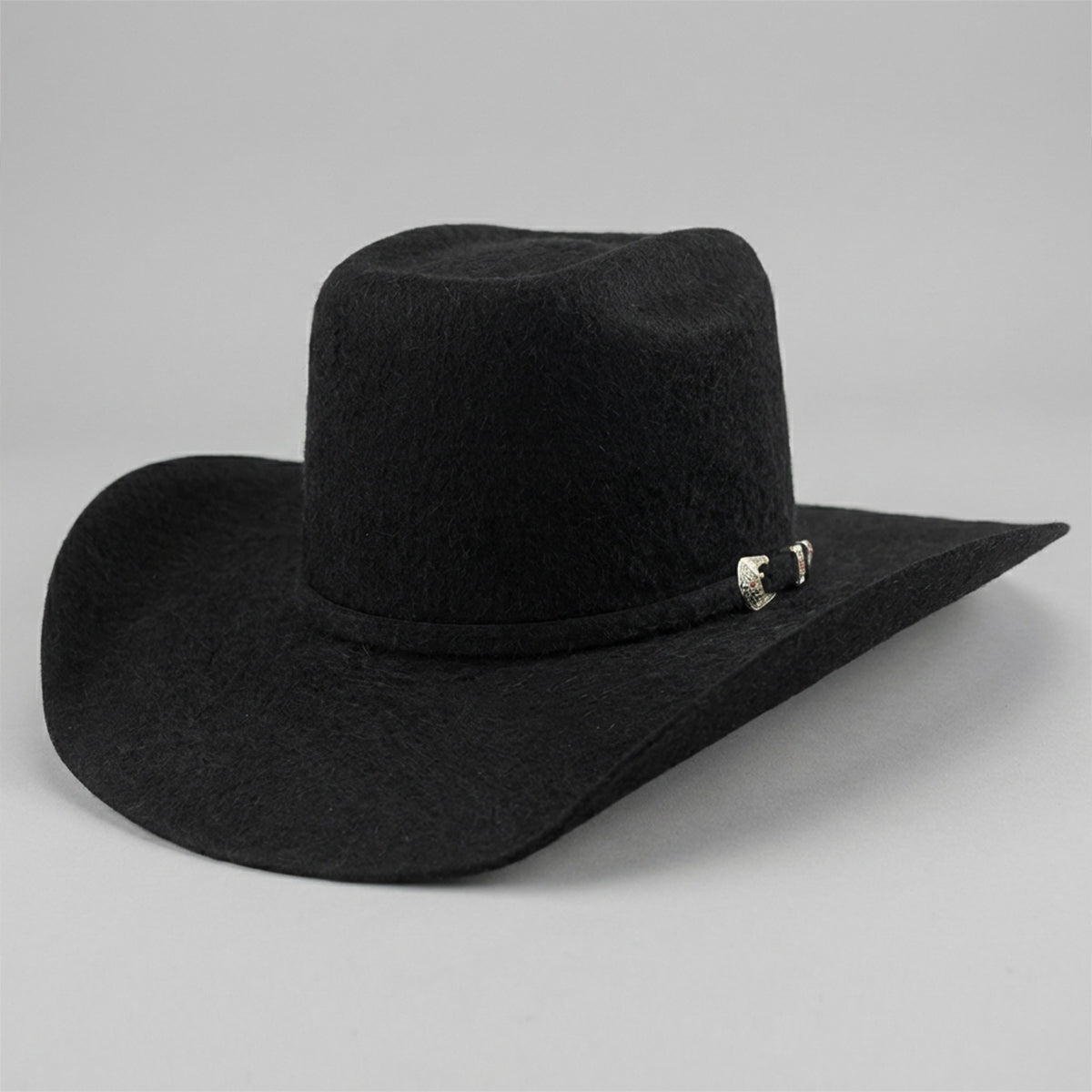 Cuernos Chuecos 10X Brick Crown Grizzly Black Felt Cowboy Hat