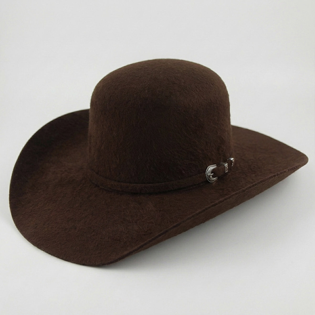 Cuernos Chuecos 10X Brown Open Crown Grizzly Felt Cowboy Hat