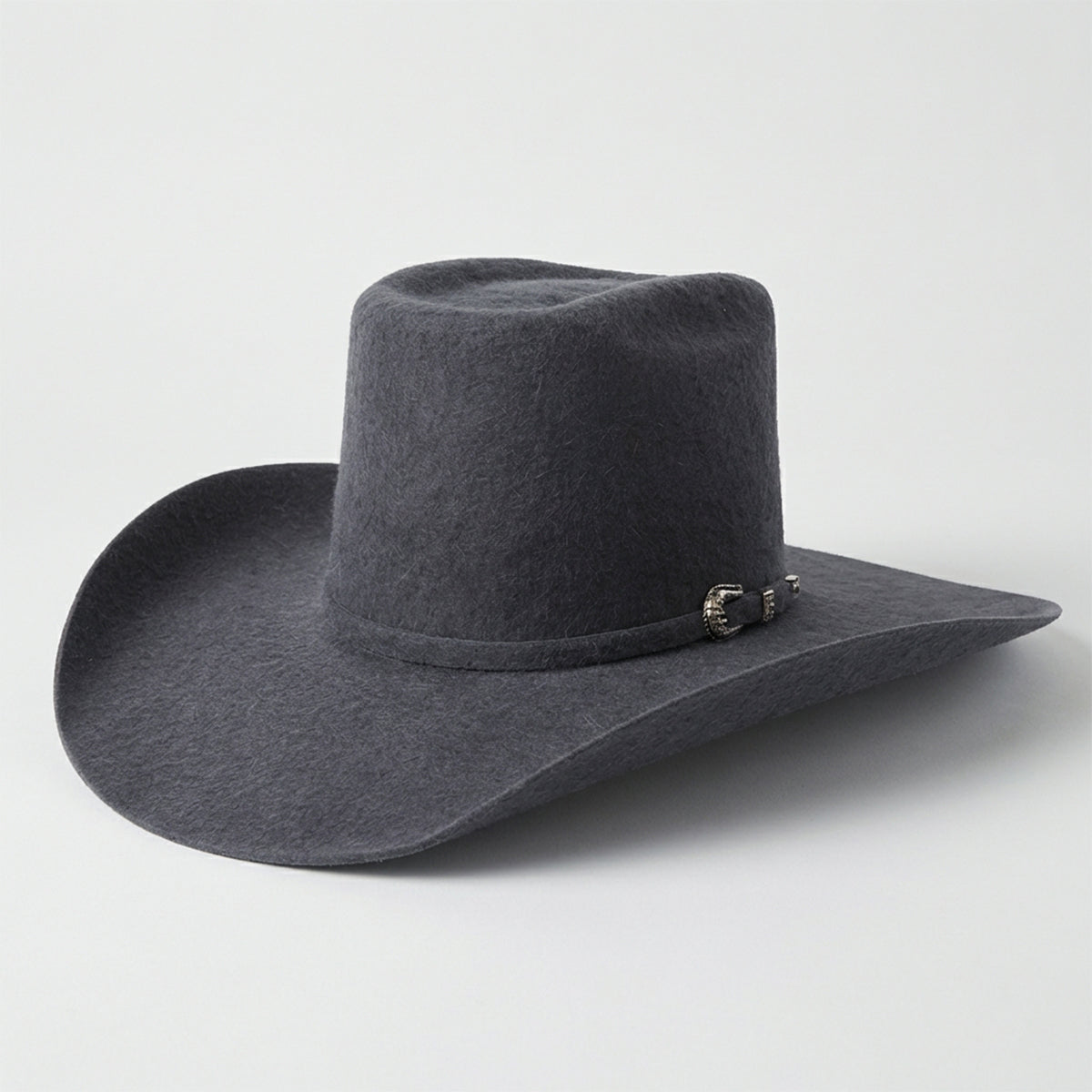 Cuernos Chuecos brick crown charcoal grey 10x grizzly felt cowboy hat.