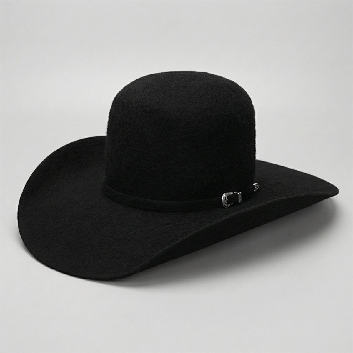Cuernos Chuecos 10X Black Open Crown Grizzly Felt Cowboy Hat