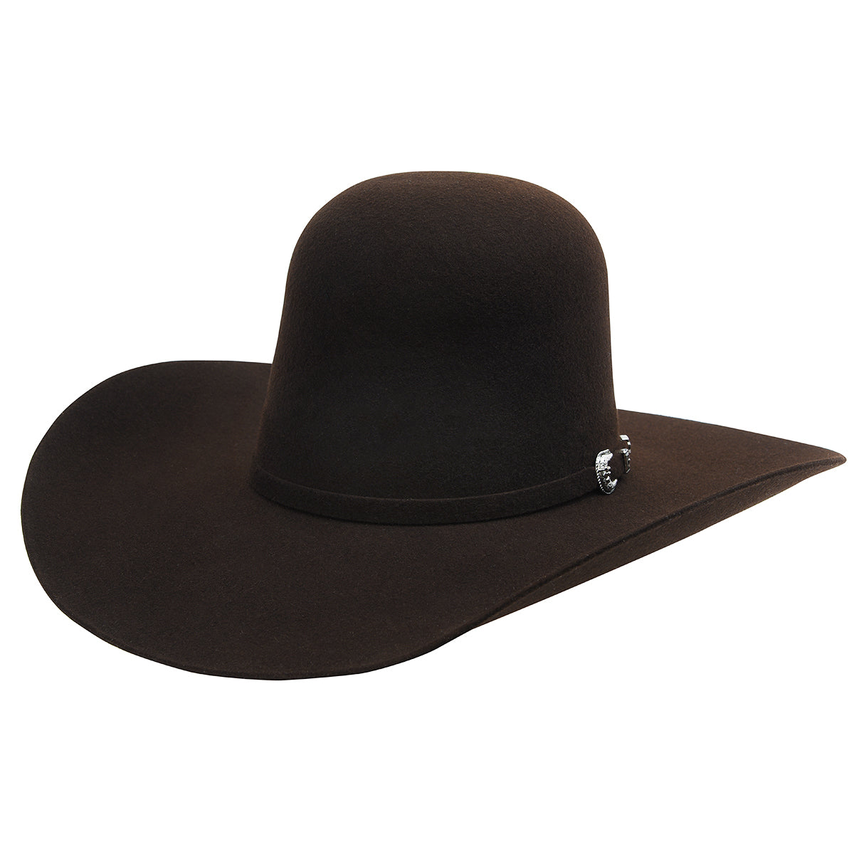 Cuernos Chuecos brown open crown wool felt cowboy hat.