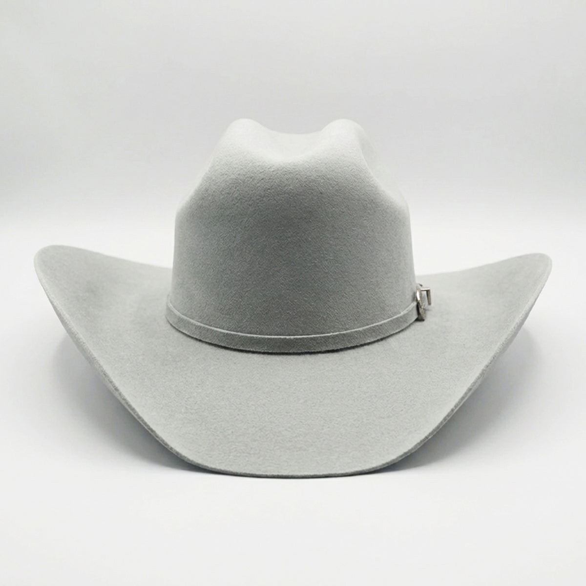 Front View of Cuernos Chuecos 6X Mist Grey Felt Cowboy Hat
