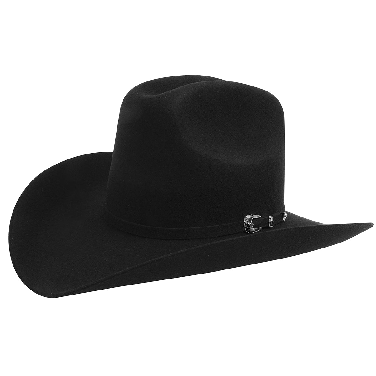 Cuernos Chuecos black quarter horse crown cowboy felt hat.