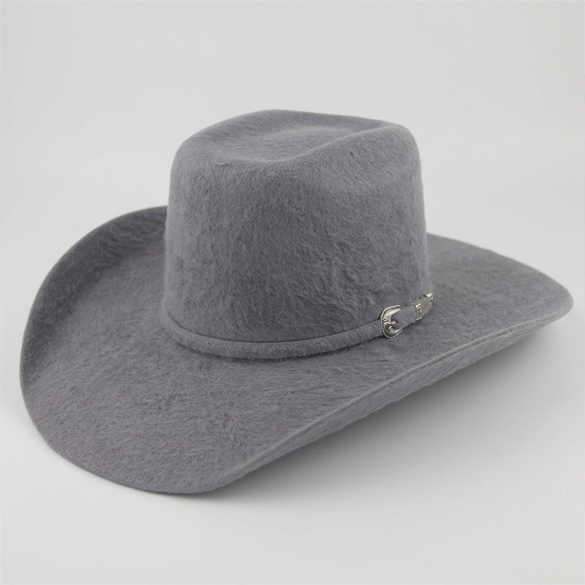 Cuernos Chuecos Grizzly 30X Brick Crown Grey Felt Cowboy Hat