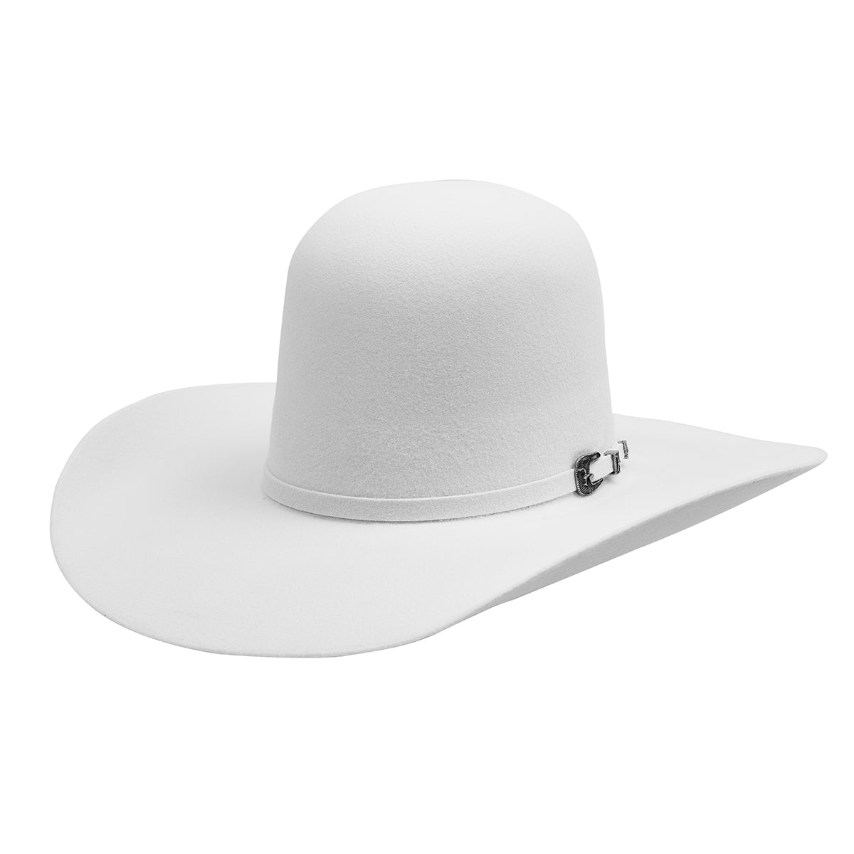 Tejana Cuernos Chuecos blanca open crown.