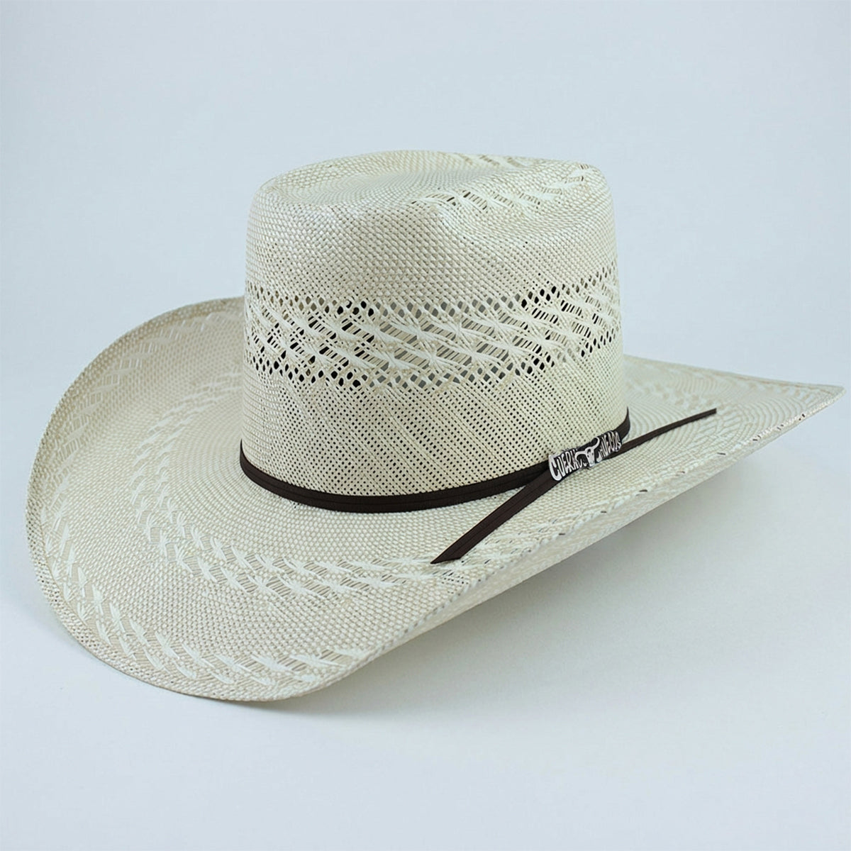 Cuernos Chuecos Two Tone Vented Brick Crown Straw Cowboy Hat