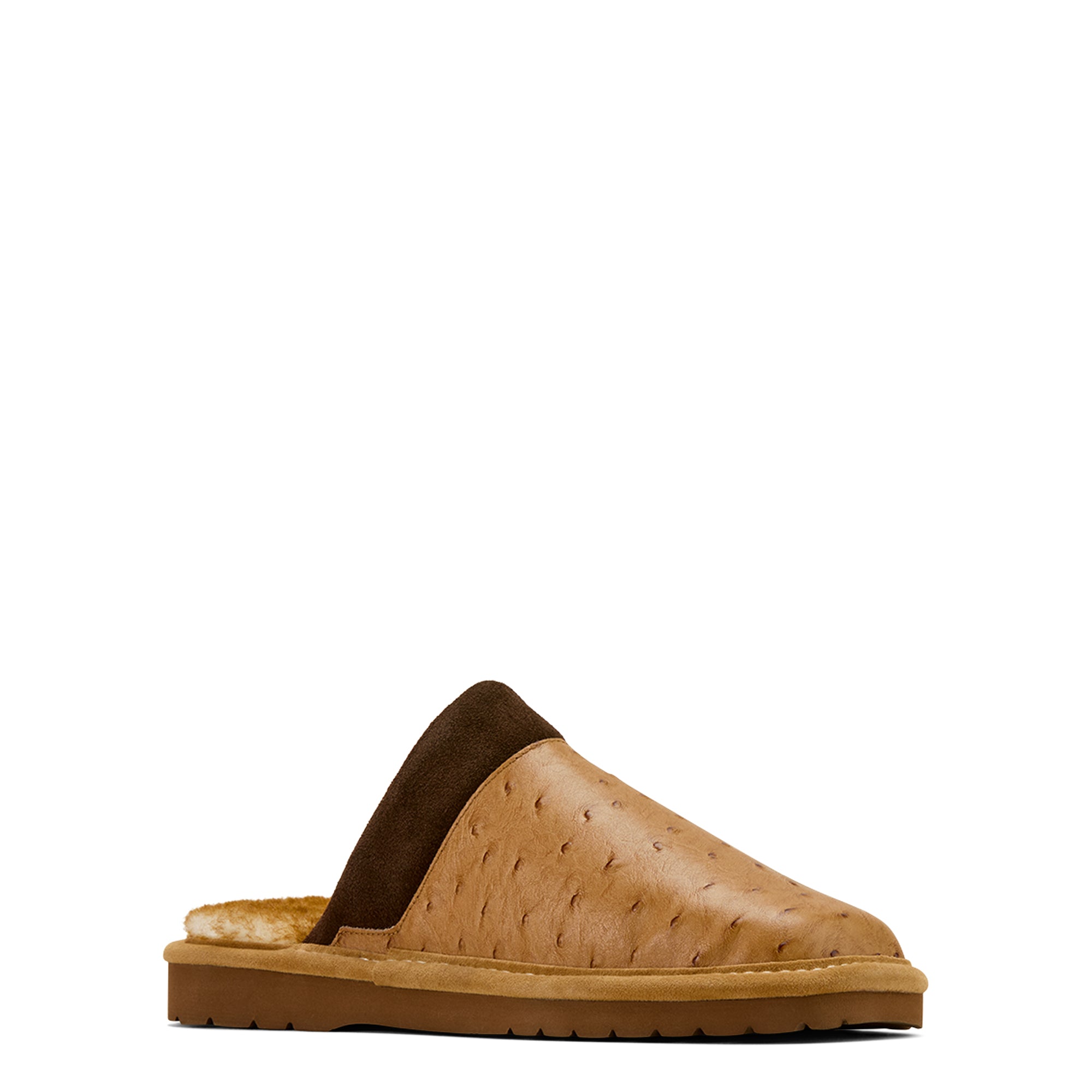 Ariat square toe slippers with Ostrich print