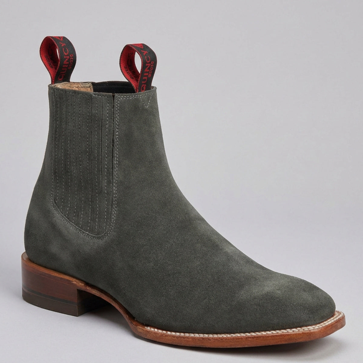 Quincy Men's Grey Suede Western Boots Square Toe 6 / Grey