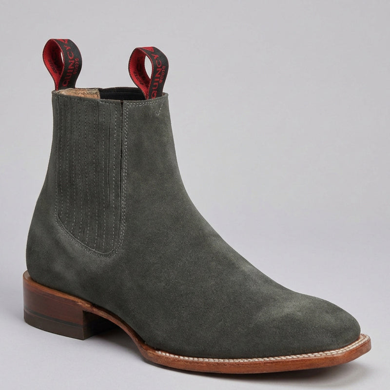 Men's Grey Suede Western Square Toe Boot