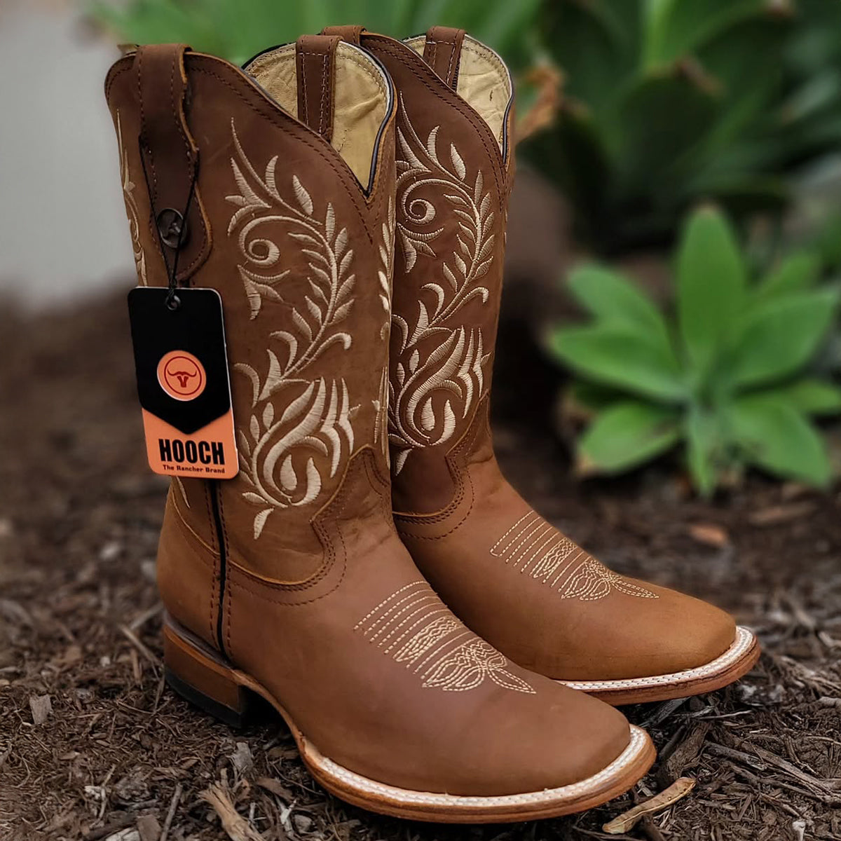 Tan Square Toe Cowgirl Boots