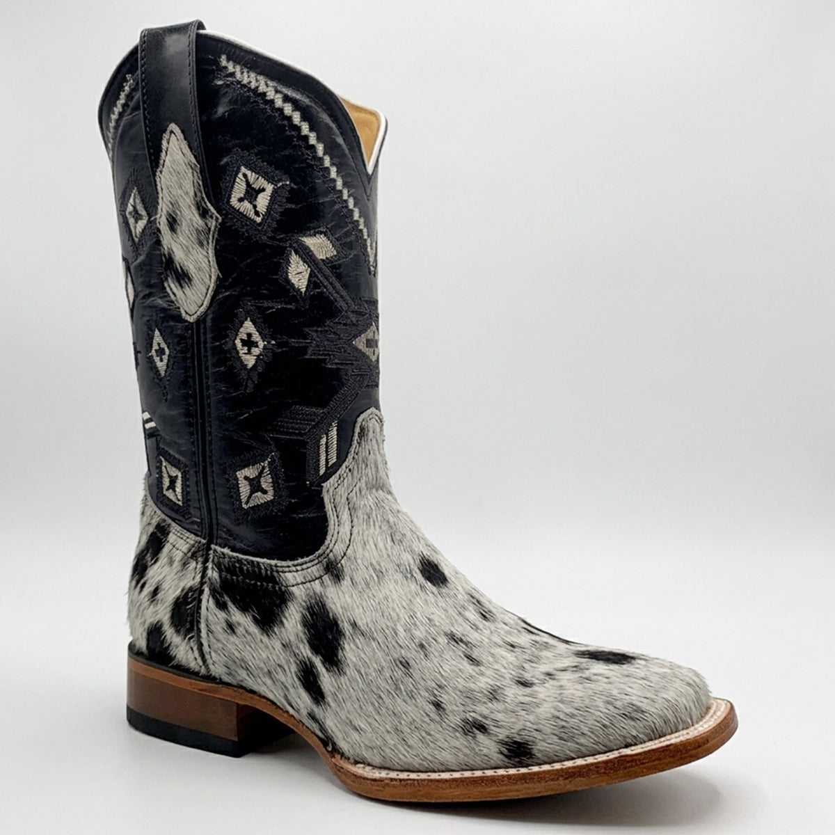 Hooch Men's Cowhide Hair Square Toe Cowboy Boot