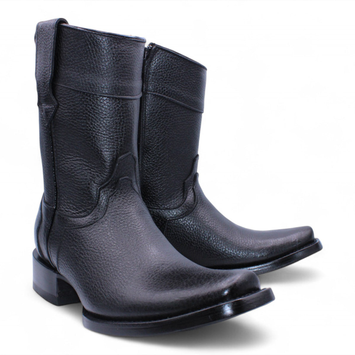 Hooch Black Semi Square Toe Boots