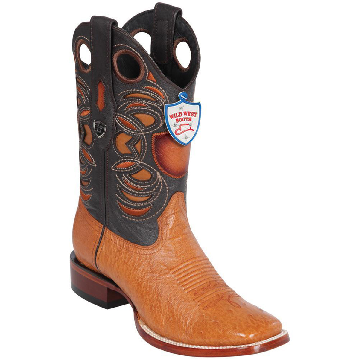 Honey Brown Smooth Ostrich Square Toe Boot
