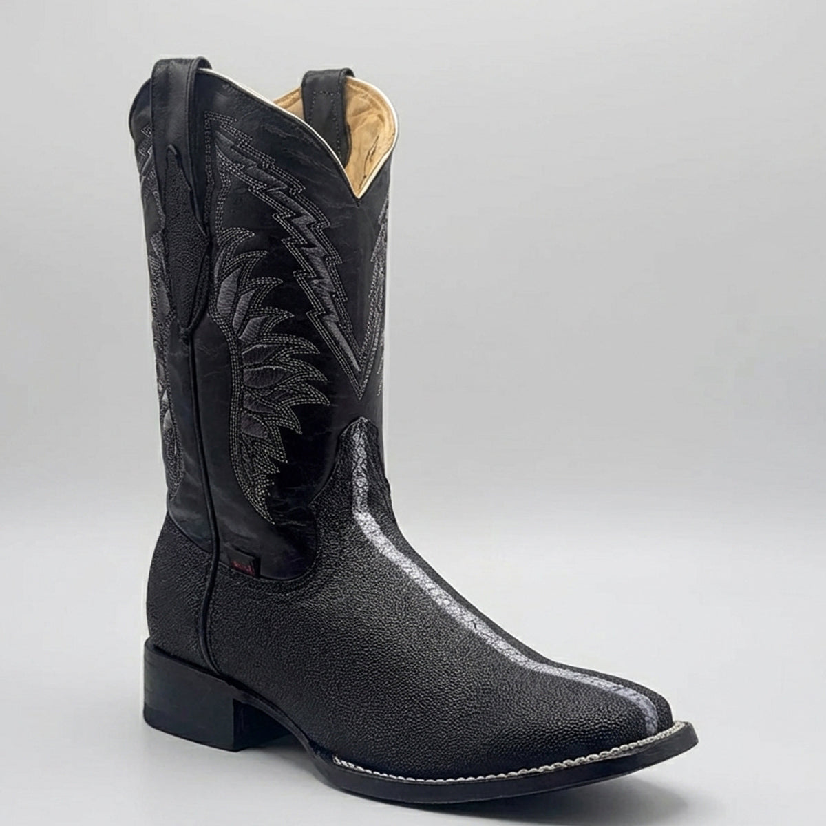 Hooch Men's Stingray Print Cowboy Boots Square Toe