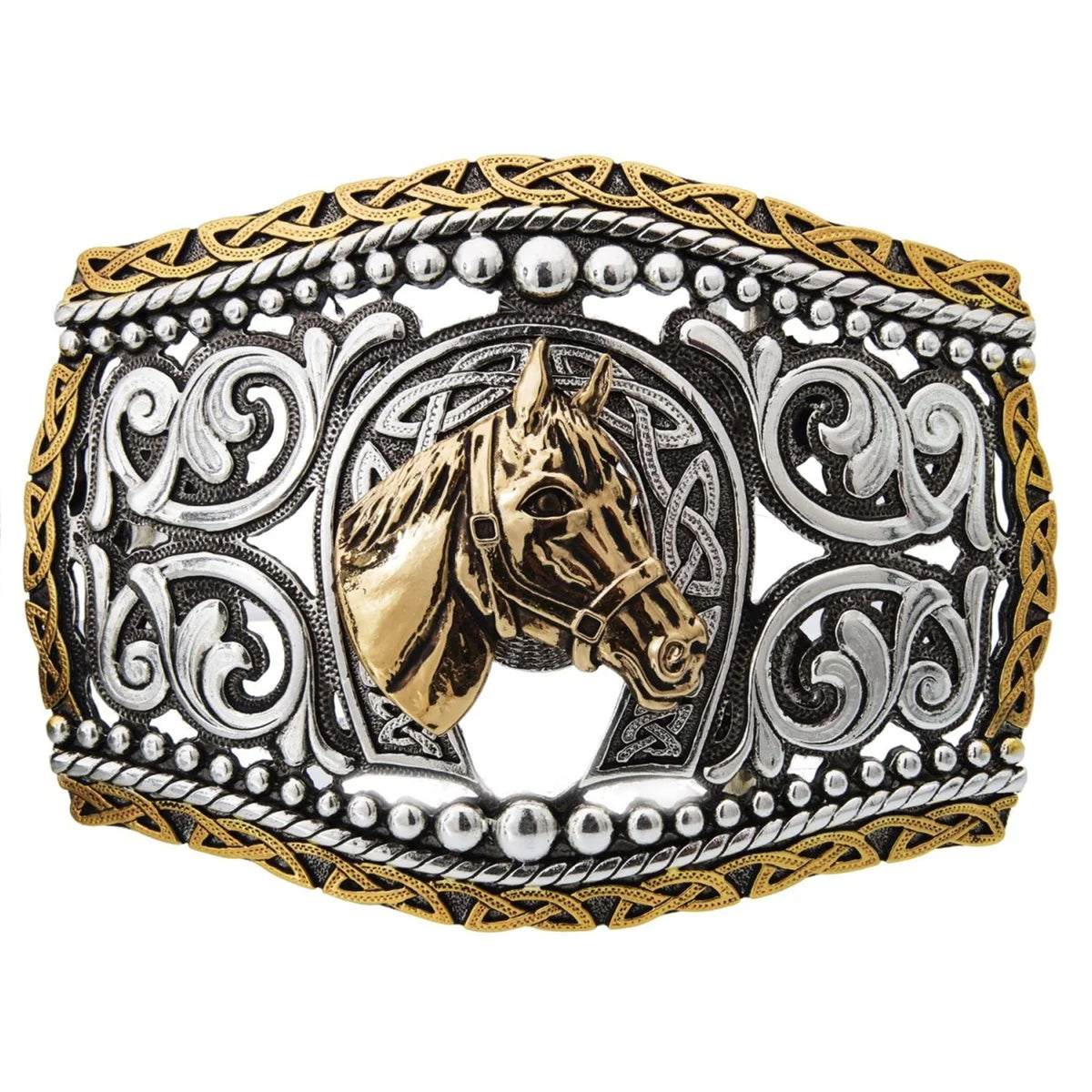 Horseshoe With Horse Belt Buckle display picture 1