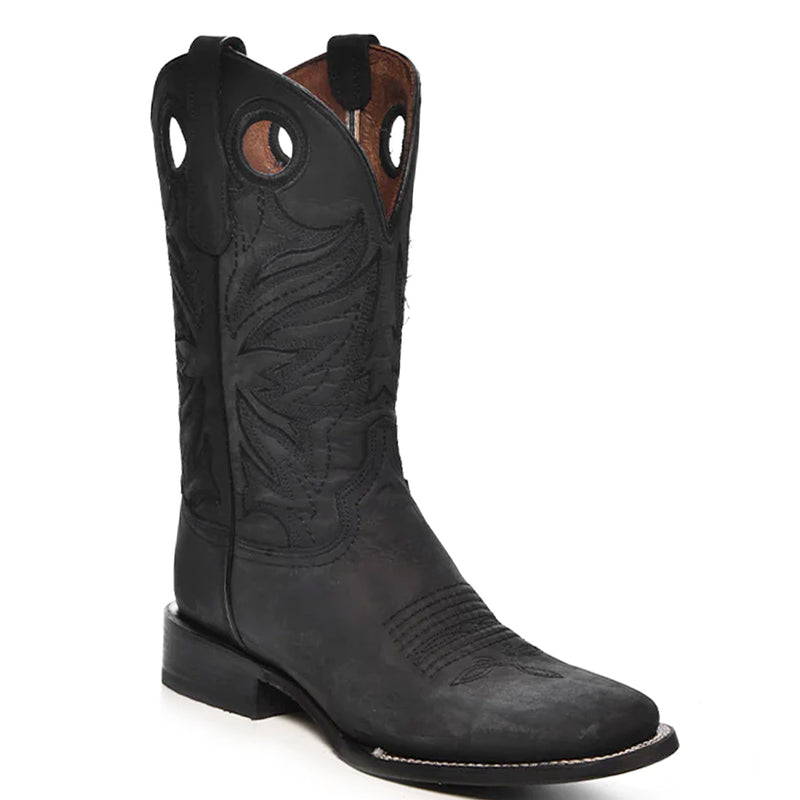 Matte Black Square Toe Cowboy Boot