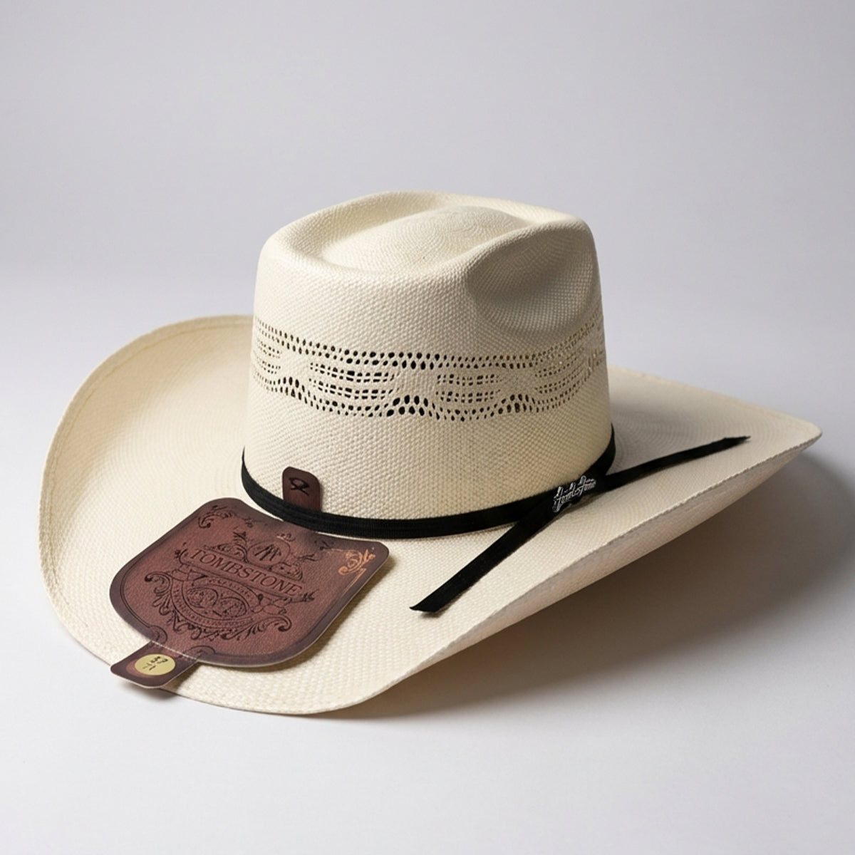 Tombstone Longhorn Bangora Brick Crown Straw Cowboy Hat