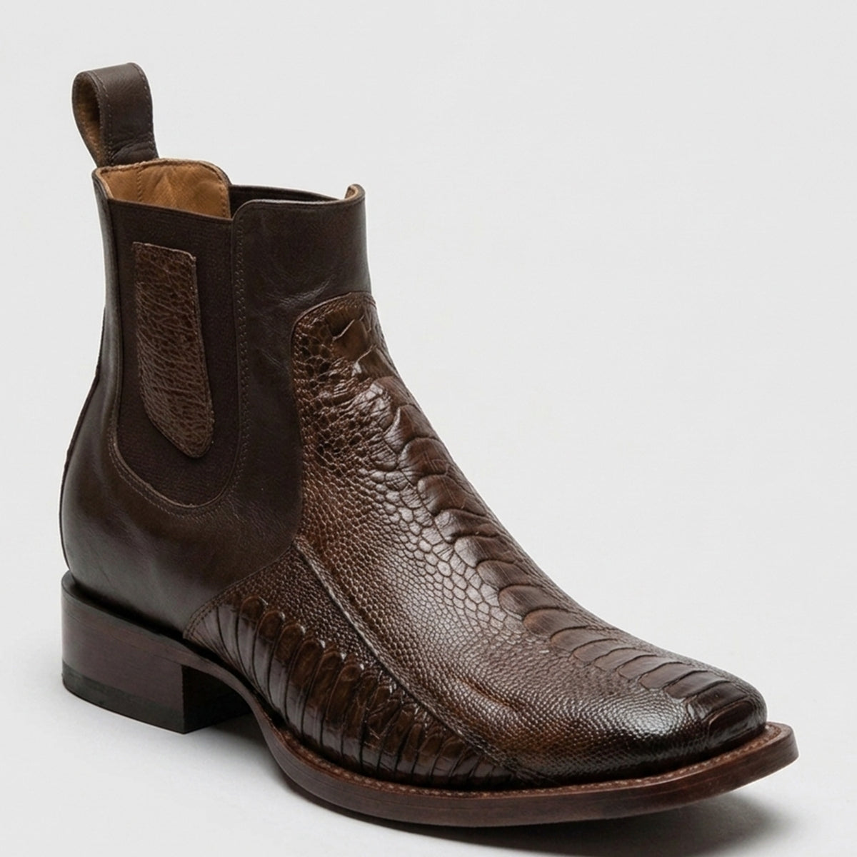 brown dress boot men Los Altos Men's Ostrich Leg Chelsea Square Toe Riviera Mesh Sarong in Size:us-14 sabbi mermaid each pair is a