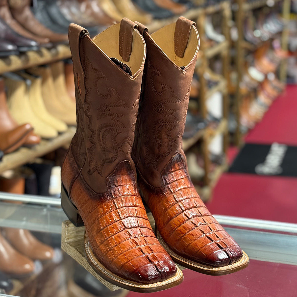 Los Altos Caiman Tail Square Toe Cowboy Boots