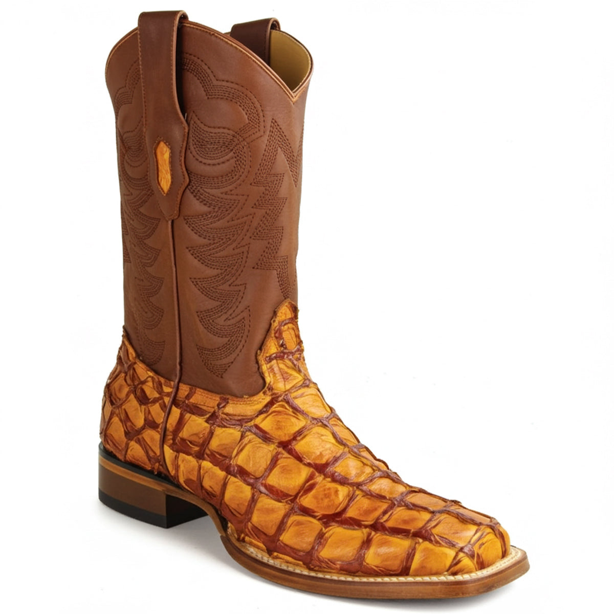 Los Altos Cognac Pirarucu Square Toe Boot