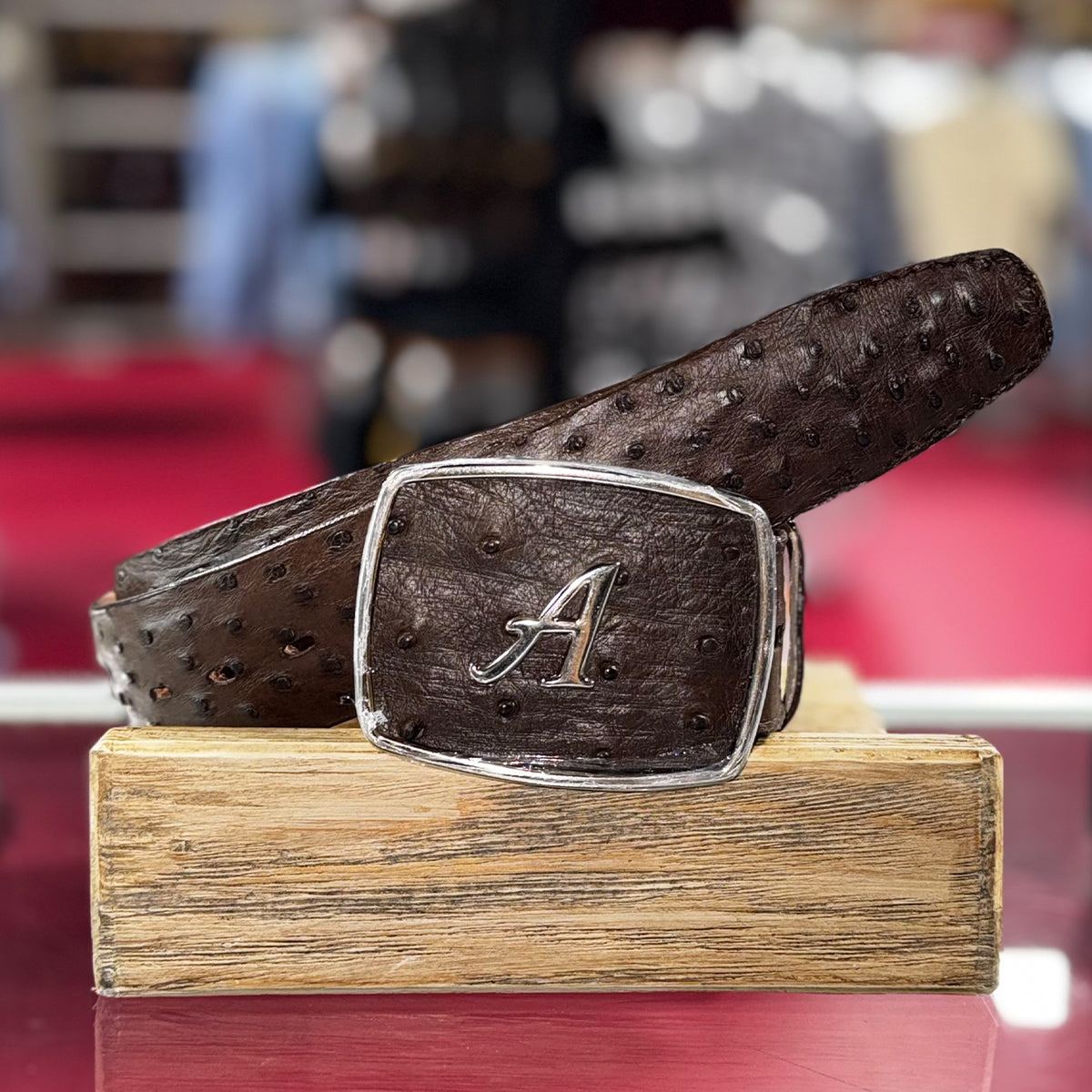 Men's Brown Ostrich Cowboy Belt