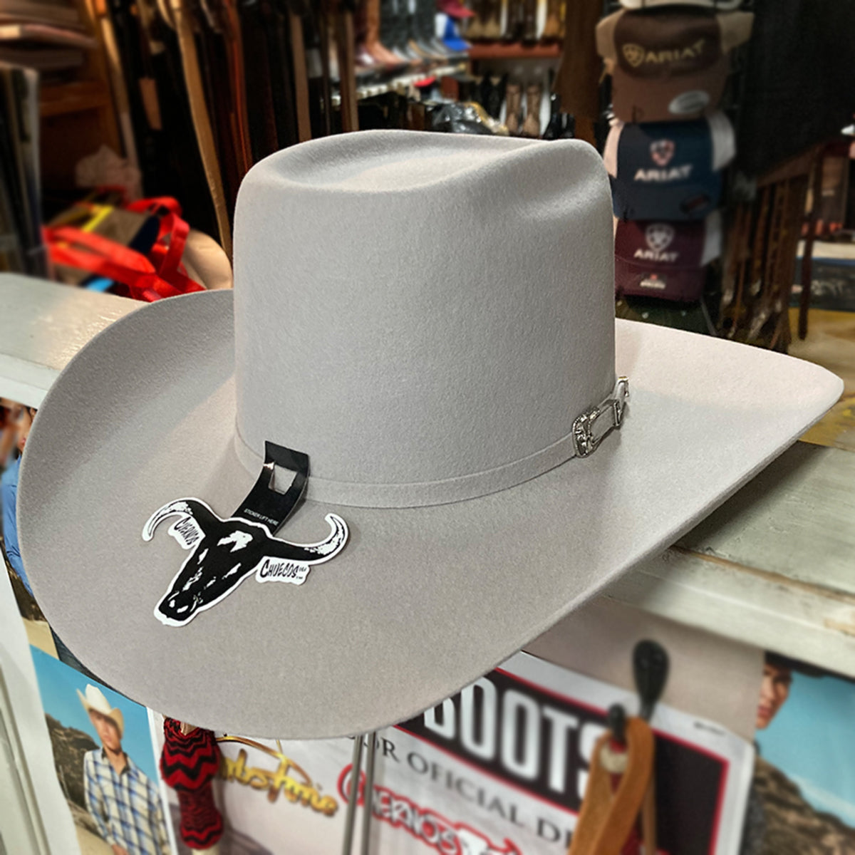 Cuernos Chuecos Mist Grey Brick Crown Cowboy Hat