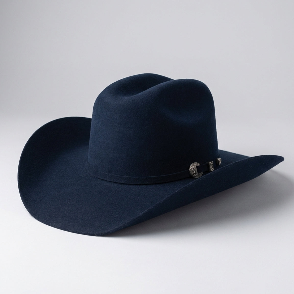 Navy “A” Cowboy Hat Navy blue suede flat brim western cowboy hat – Cali Ranch Hats main image 2