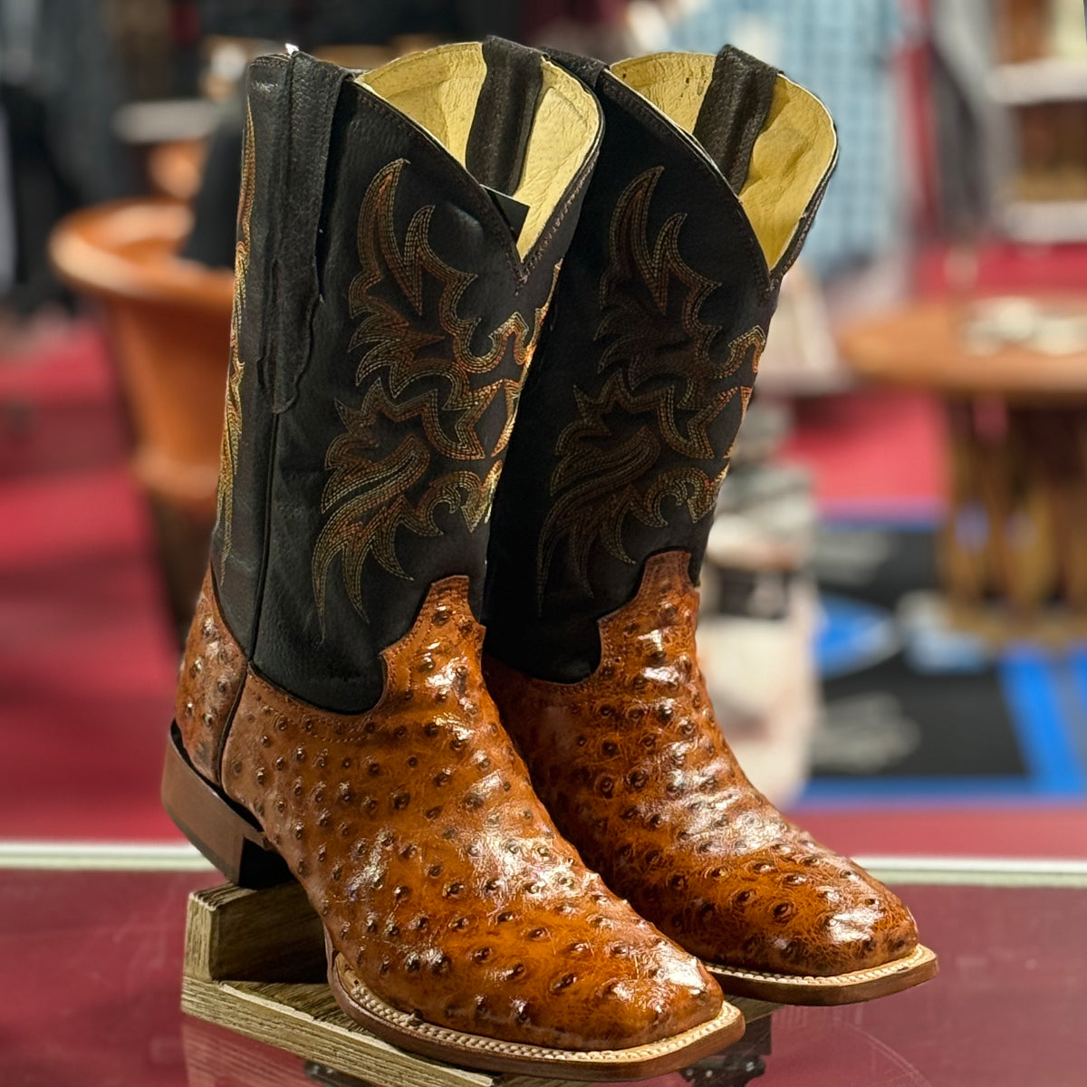 Men's Ostrich Print Boots El Genreal