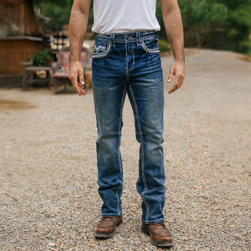 Men's Slim Boot Cut Jeans Light Blue