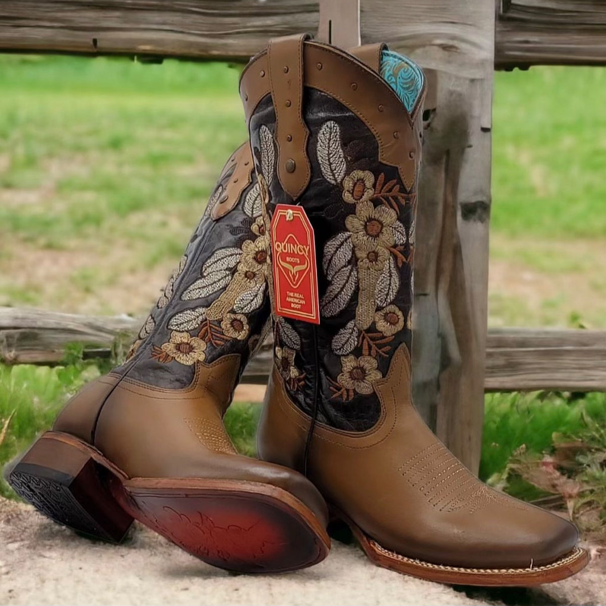 Flowered Embroidered Cowgirl Boots