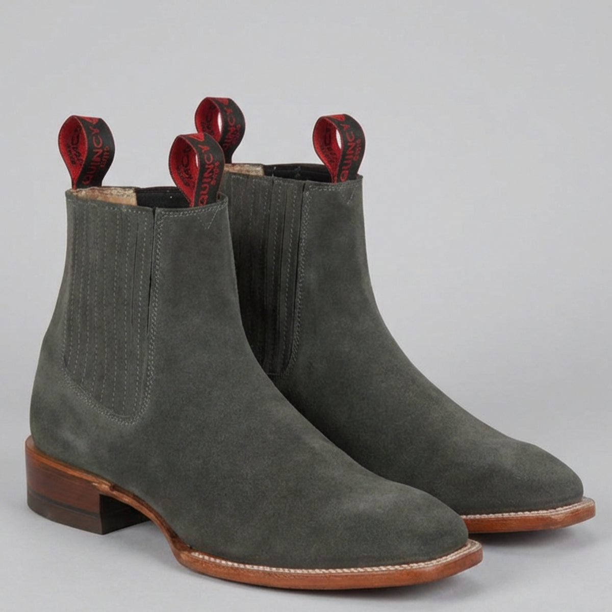 Men's Grey Suede Western Square Toe Boots