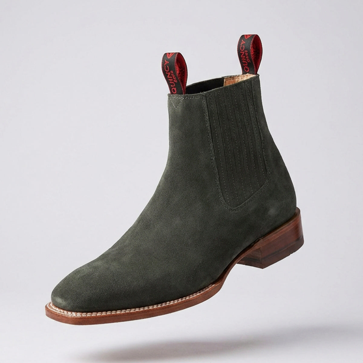 Men's Grey Suede Western Chelsea Square Toe Boot