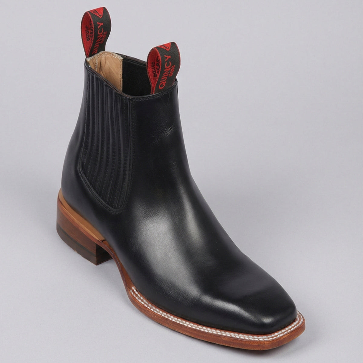 Quincy black square toe ankle boot