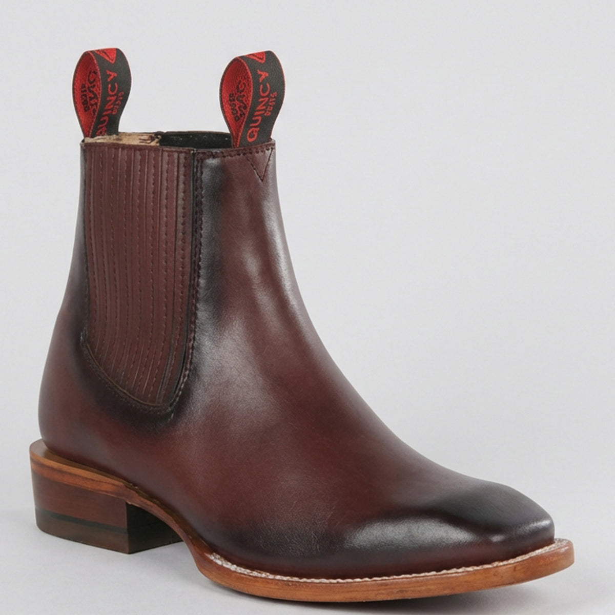 Quincy Men's Wine Short Square Toe Cowboy Boot