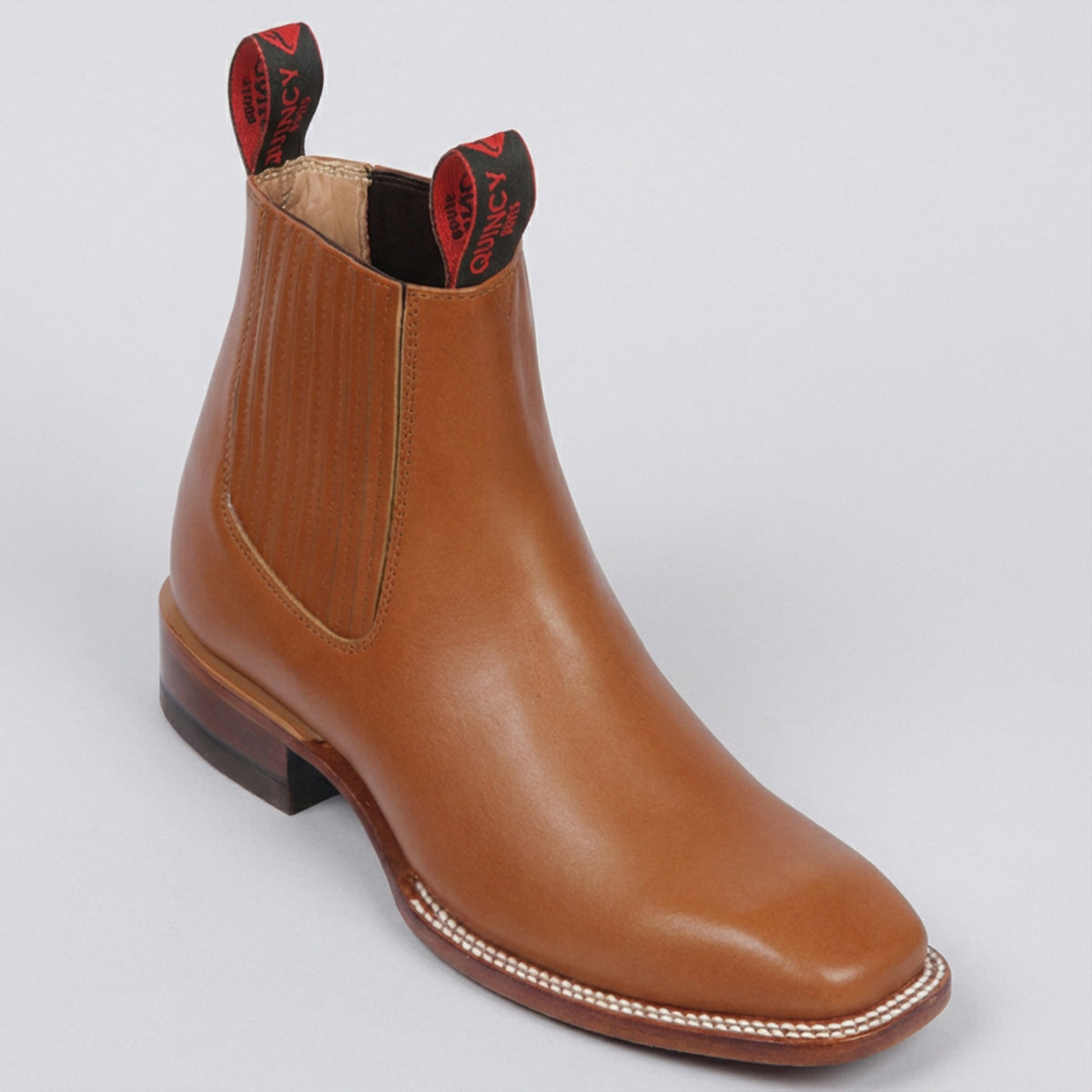 Quincy Men's Honey Brown Chelsea Square Toe Ankle Boot