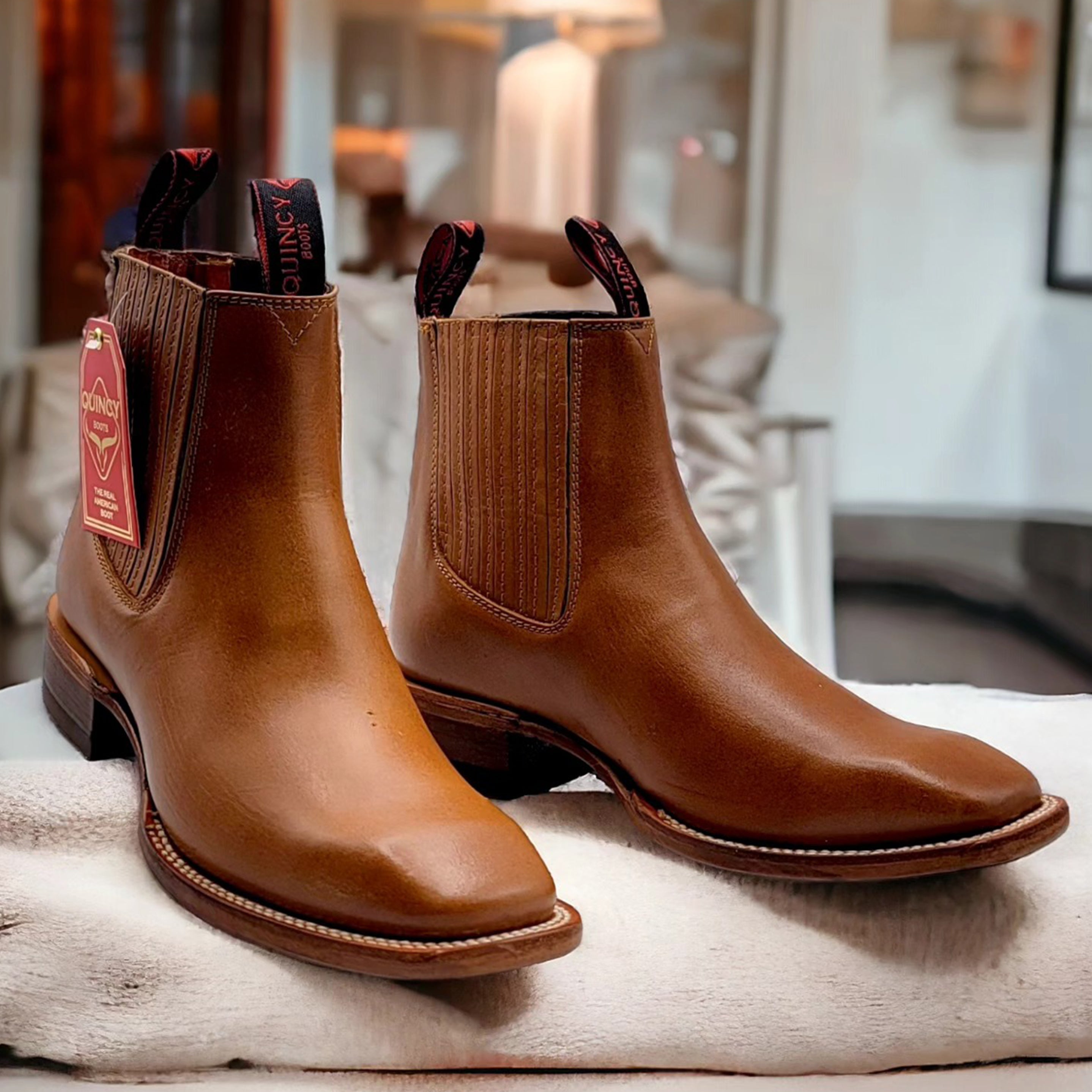 Mens square toe ankle boots