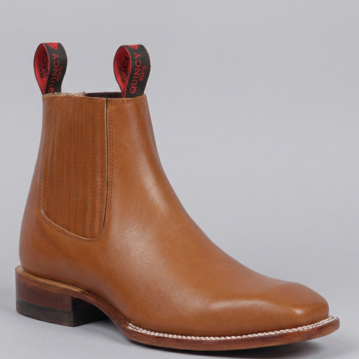 Quincy Men's Honey Brown Chelsea Square Toe Boot