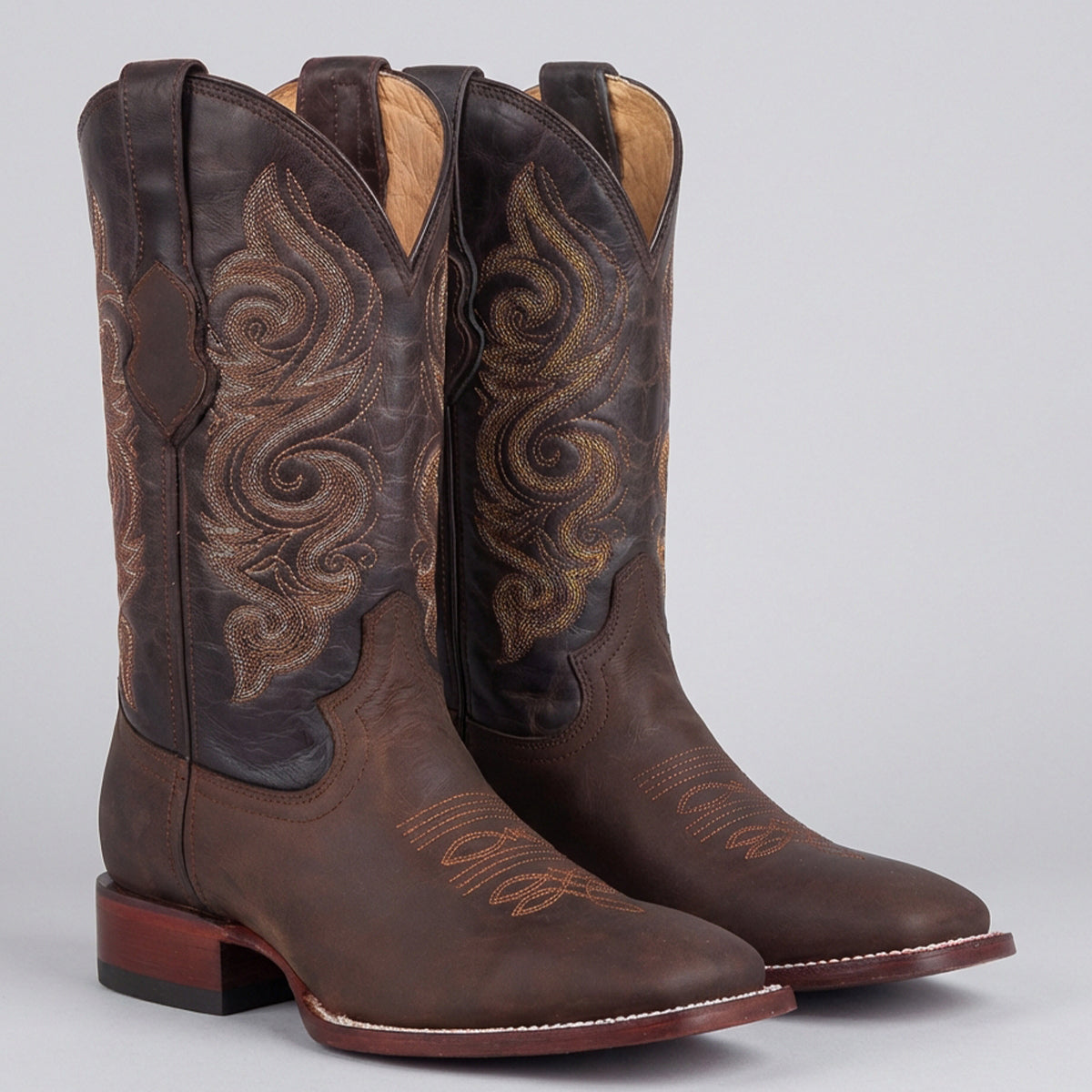 Quincy Men's Brown Wide Square Toe Western Boots