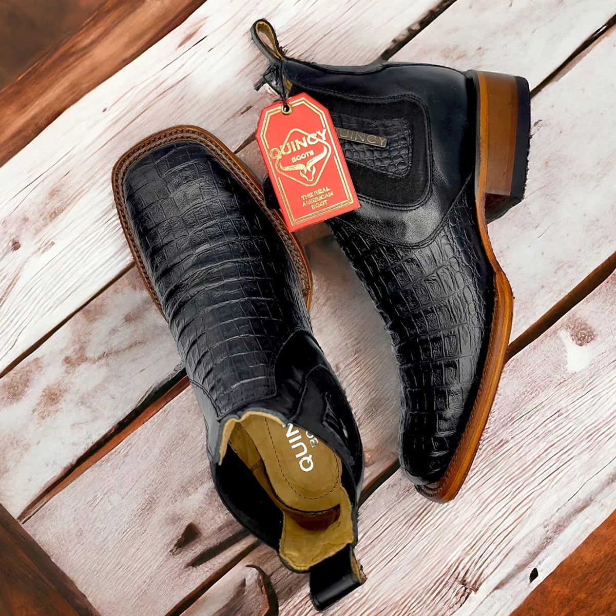 Black botines cuadrados