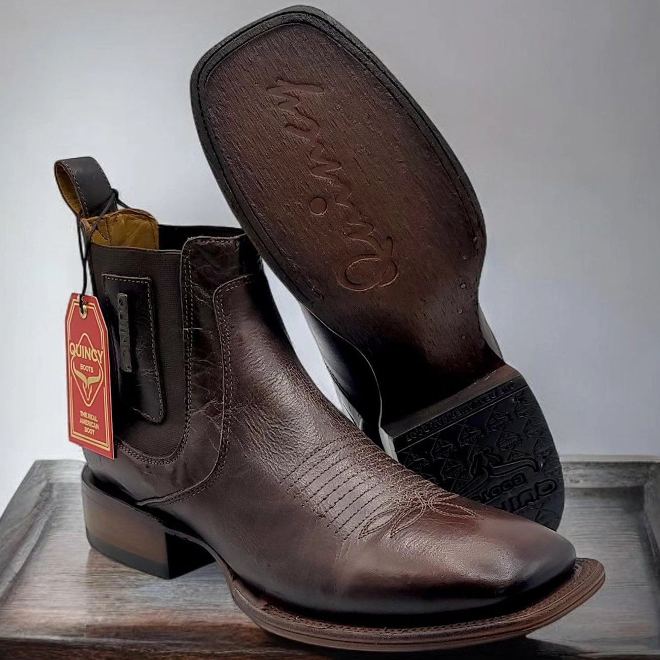 Brown Square Toe Ankle Boots Quincy Boots - Main Image