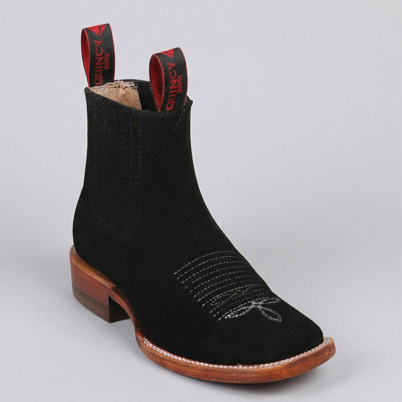 Quincy Women's Black Suede Short Cowgirl Boot