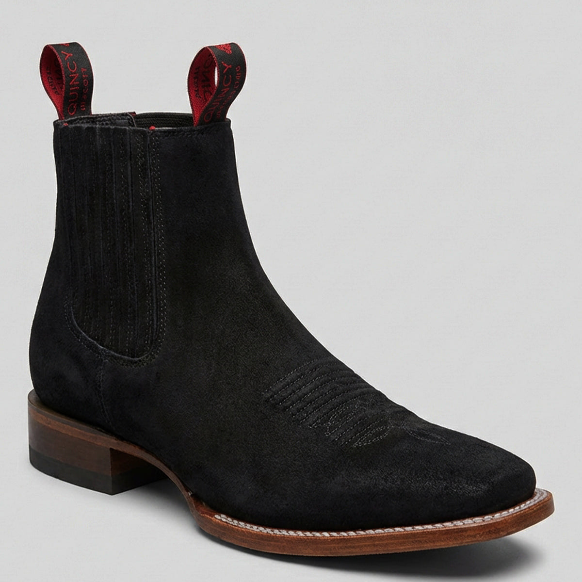 Men\'s Black Chelsea Boots - Classic Slip-On Ankle Boots (Square Toe) Men s Square Toe Braided Detail Chelsea Boot main image 3