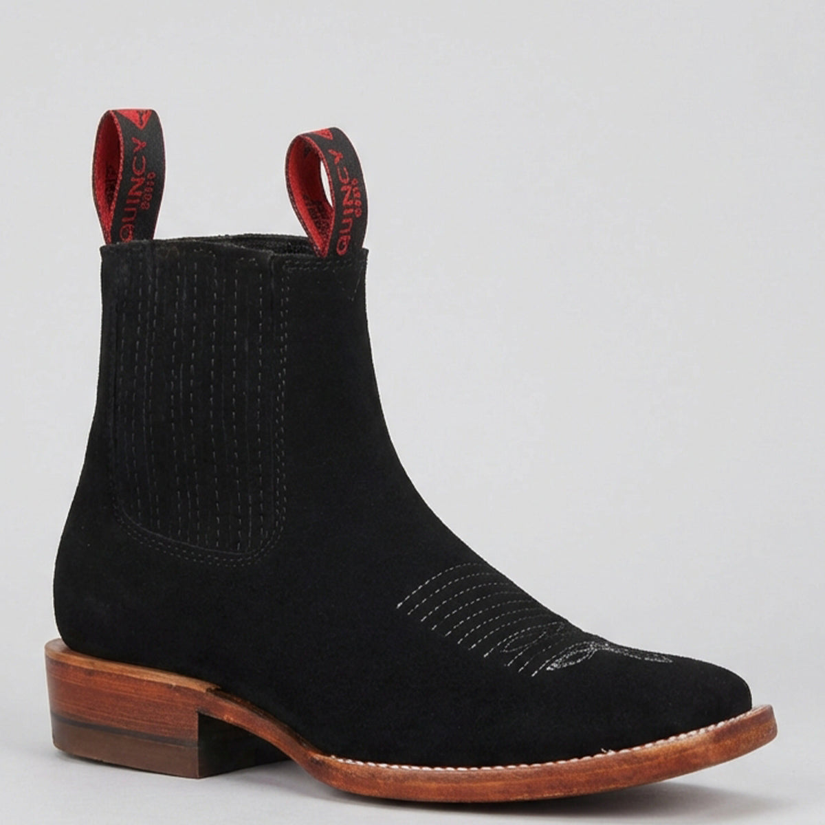 Quincy Men's Black Suede Square Toe Chelsea Boot