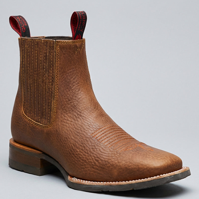 Mens Brown Square Toe Chelsea Western Boot