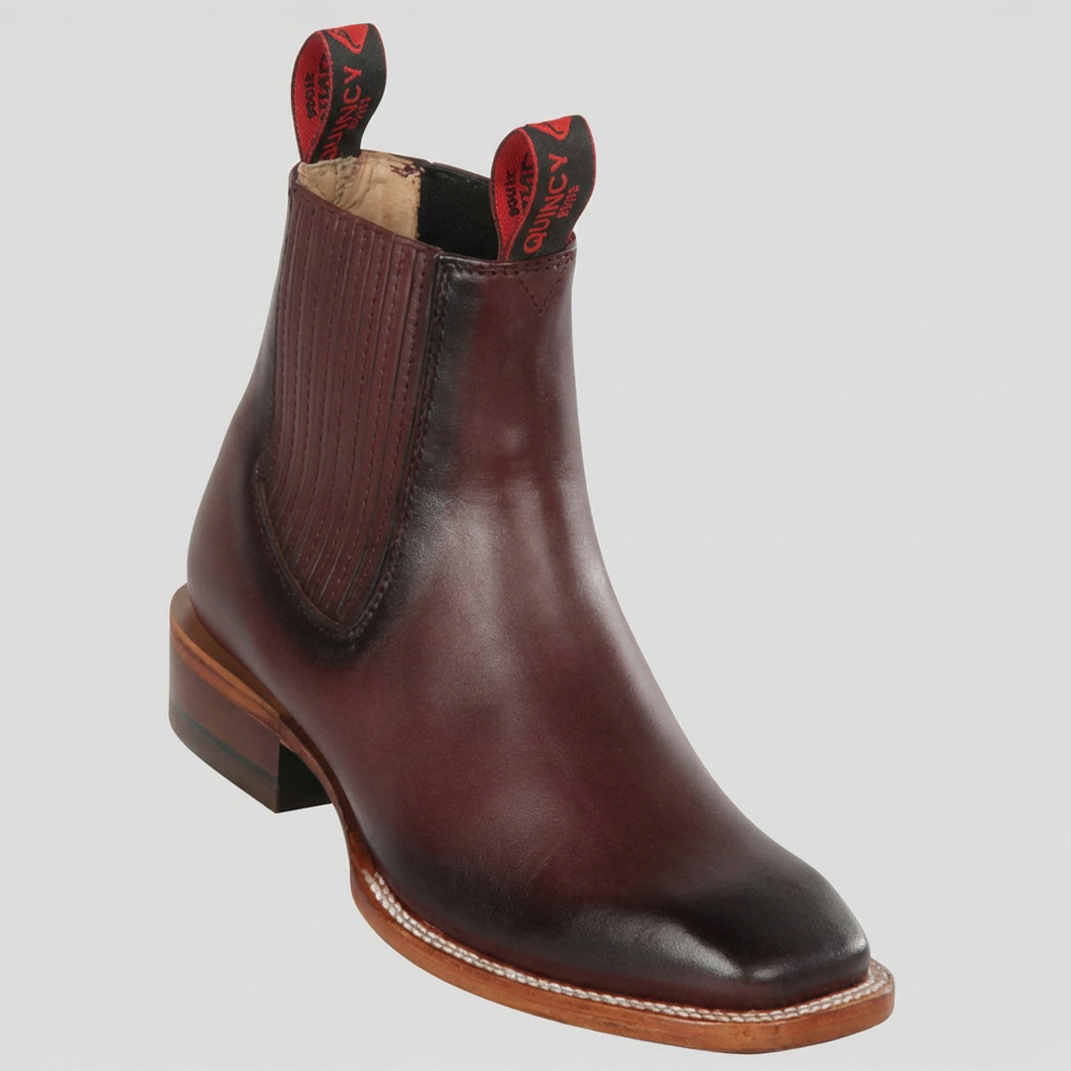 Quincy Men's Wine Chelsea Square Toe Cowboy Boot