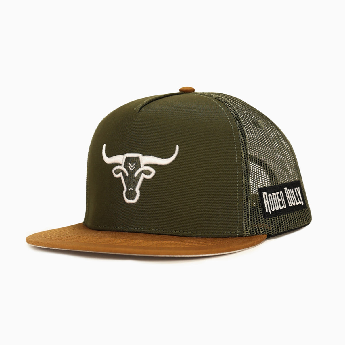 Rodeo Bully Men's Olive Green & Brown Trucker Cap