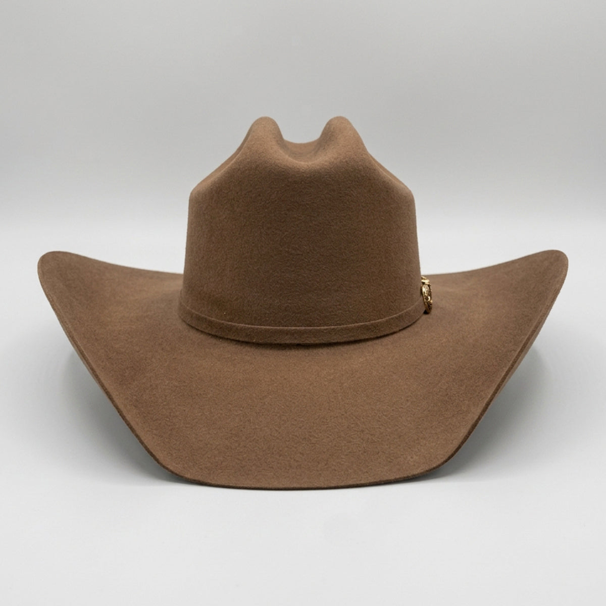 Tombstone Roper roble brown wool felt cowboy hat with wide brim.