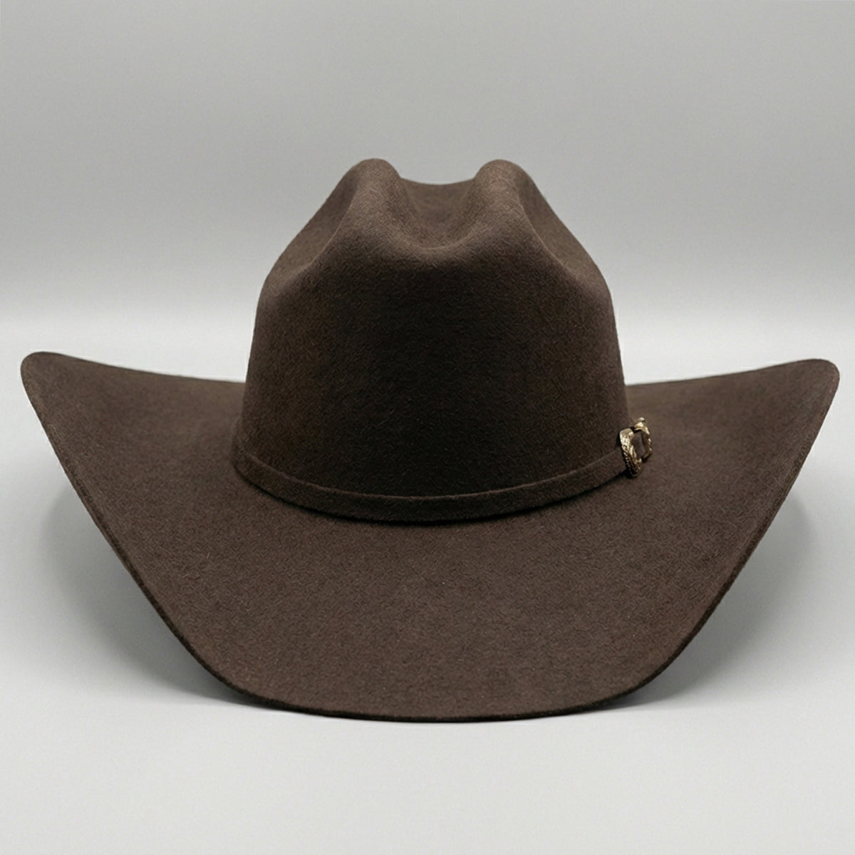 front View Of Tombstone Roper Chocolate Brown Felt Western Hat