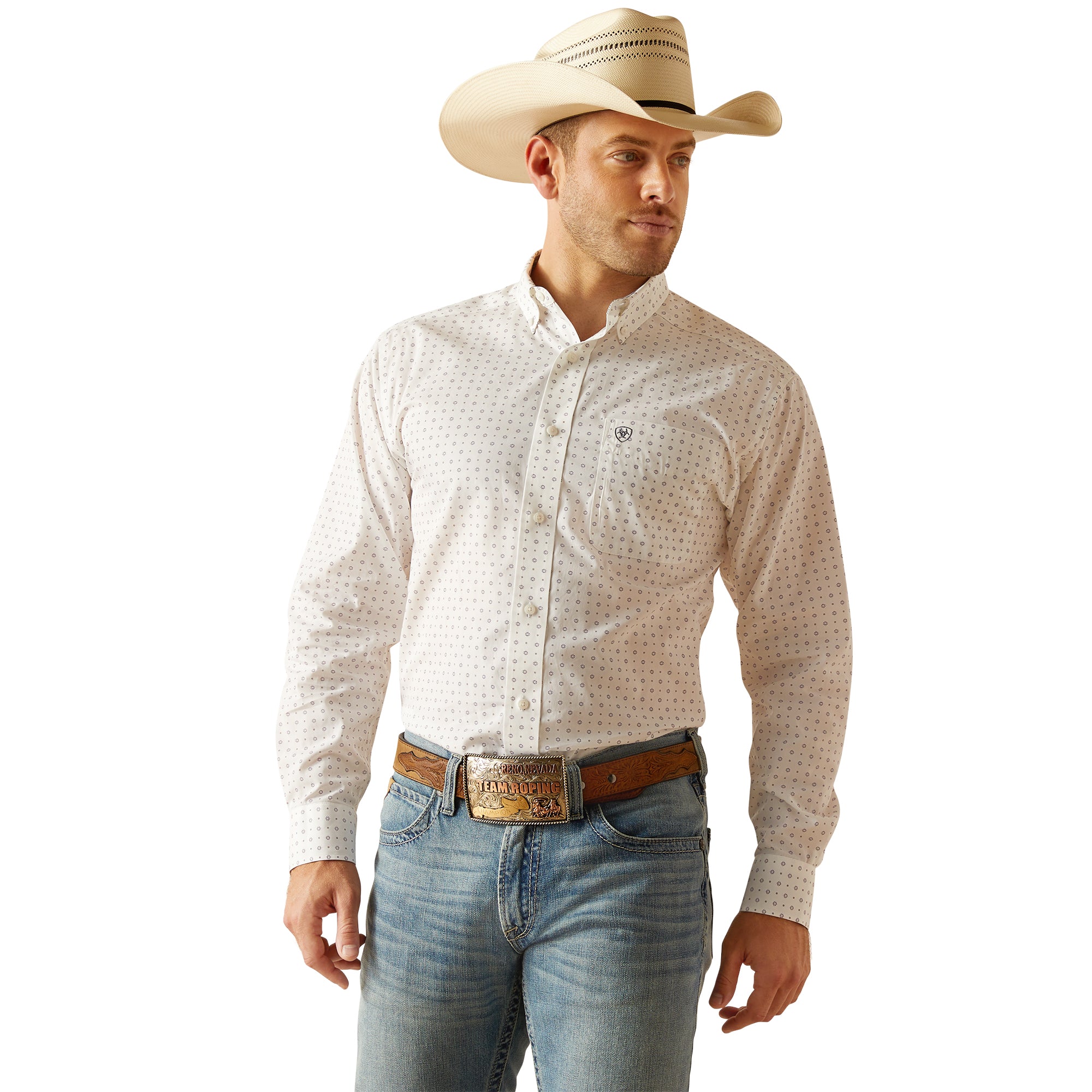 Ariat Men's Wrinkle Free Ogden White Classic Fit Shirt 10050527 M